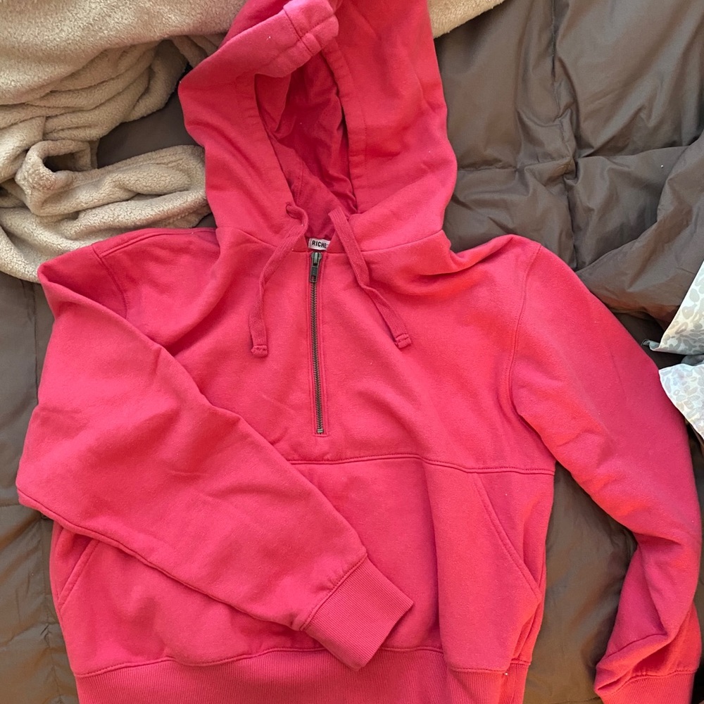 Richer Poorer hot pink cropped hoodie